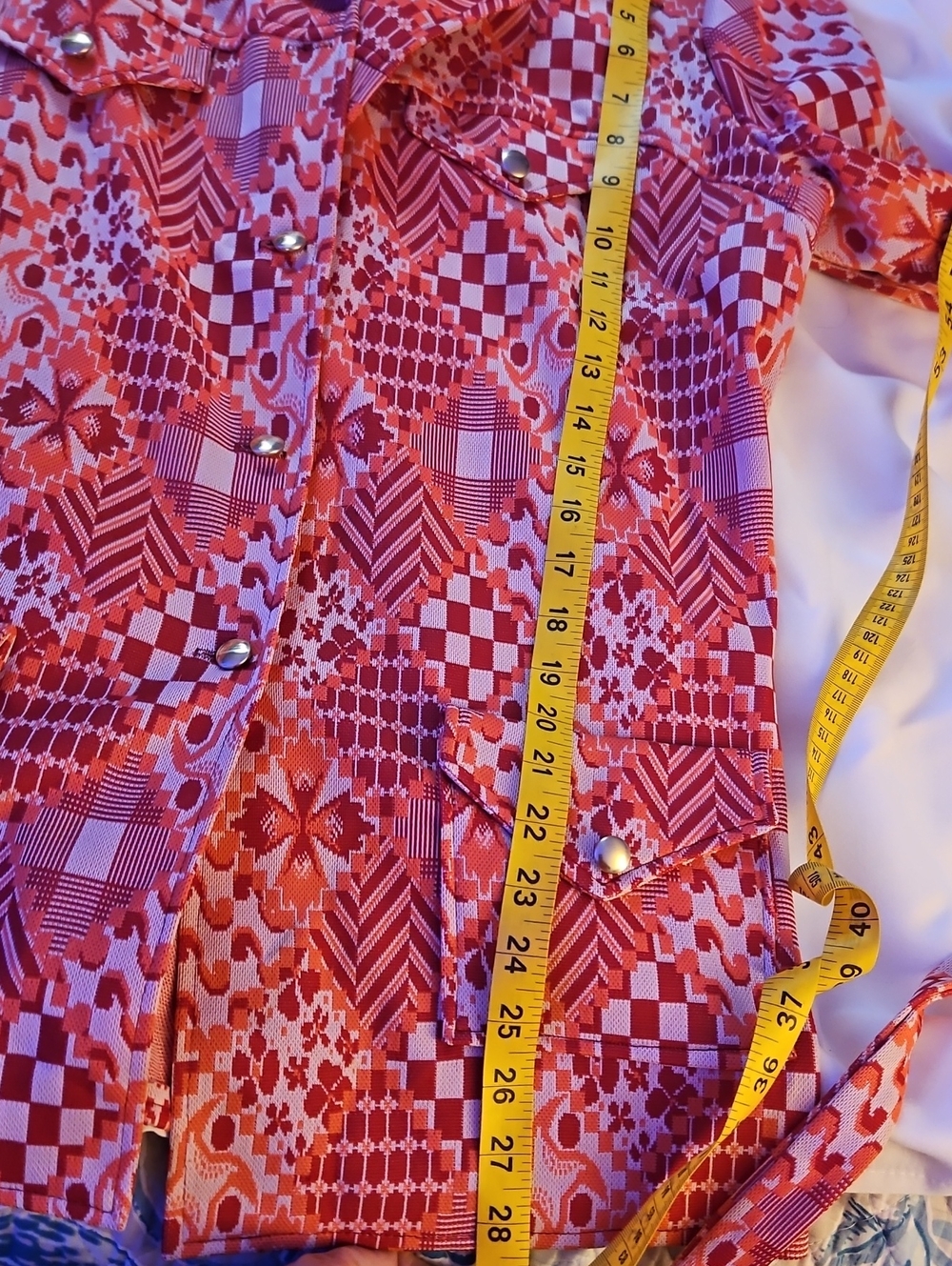 Vtg 70s Belted Blazer Jacket Rhapsody by Glazier Geometric Opt Art Top - Picture 11 of 11